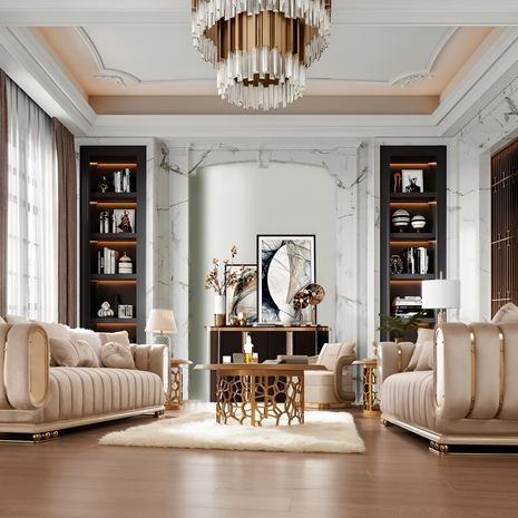 3 Piece Velvet Modern Sofa Set / Ruchi