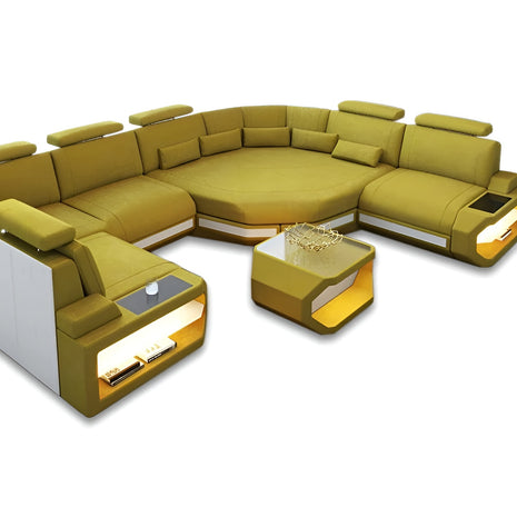 U-shaped LED Leather Sectional Sofa