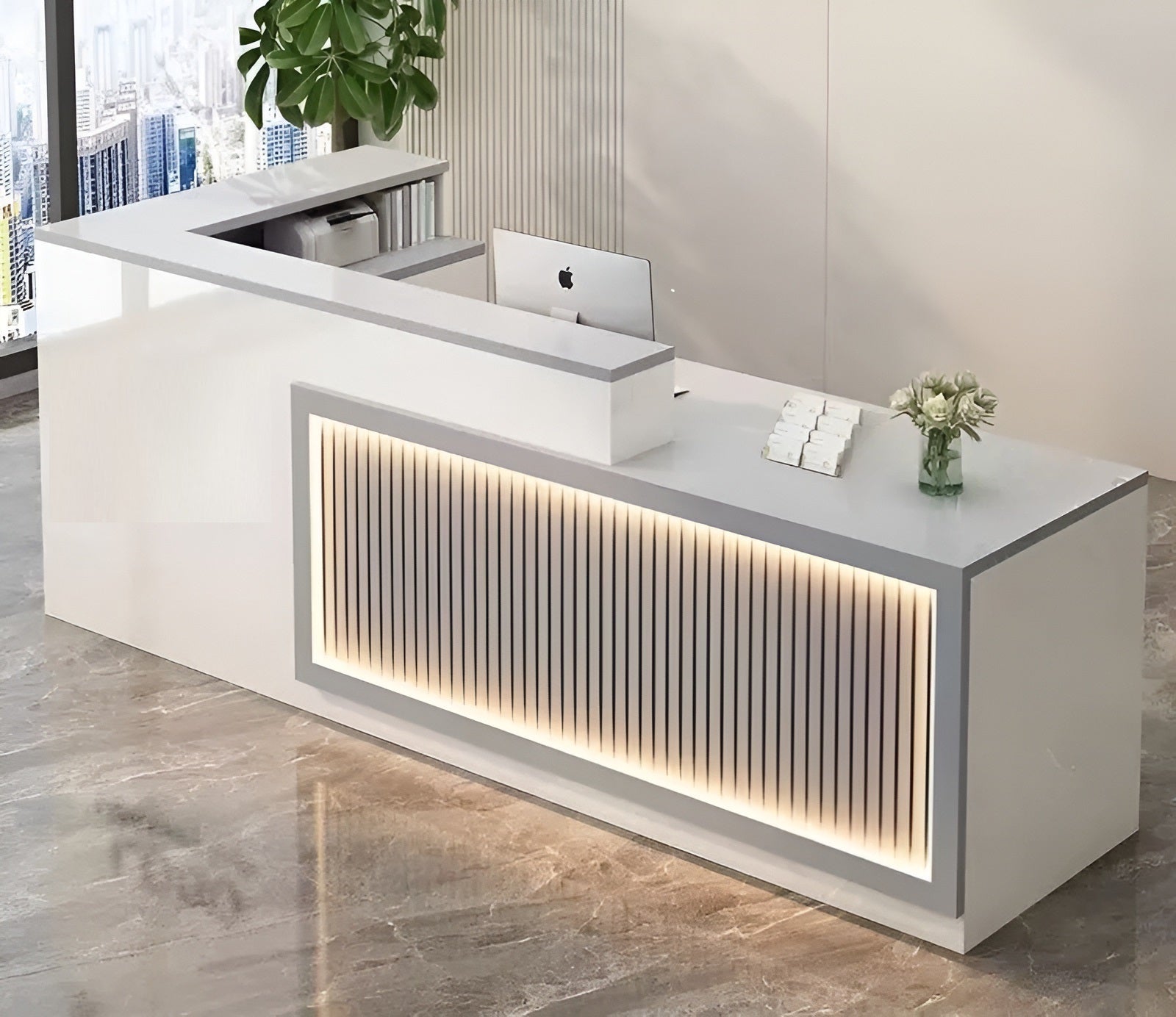 Modern Wooden LED Reception Desk / Ruchi