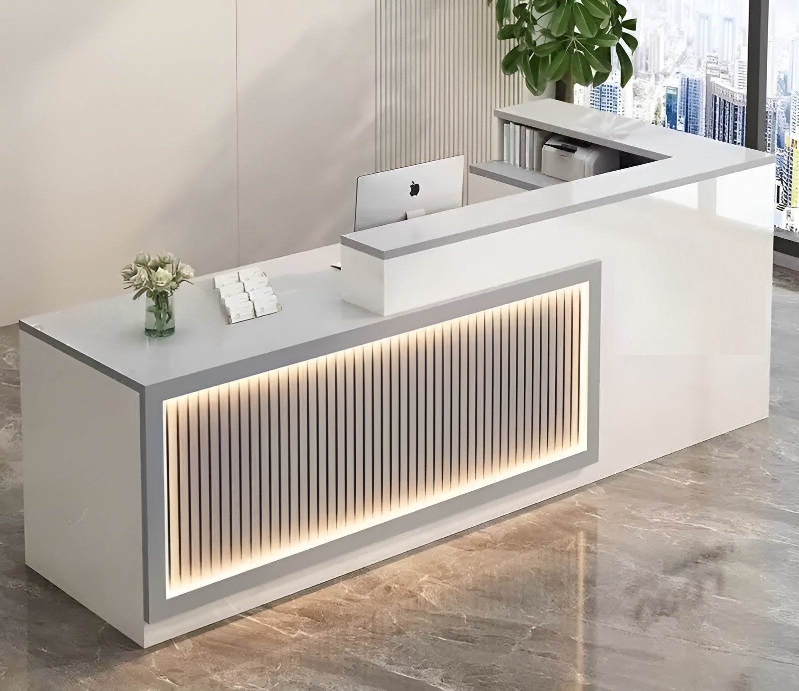 Modern Wooden LED Reception Desk / Ruchi