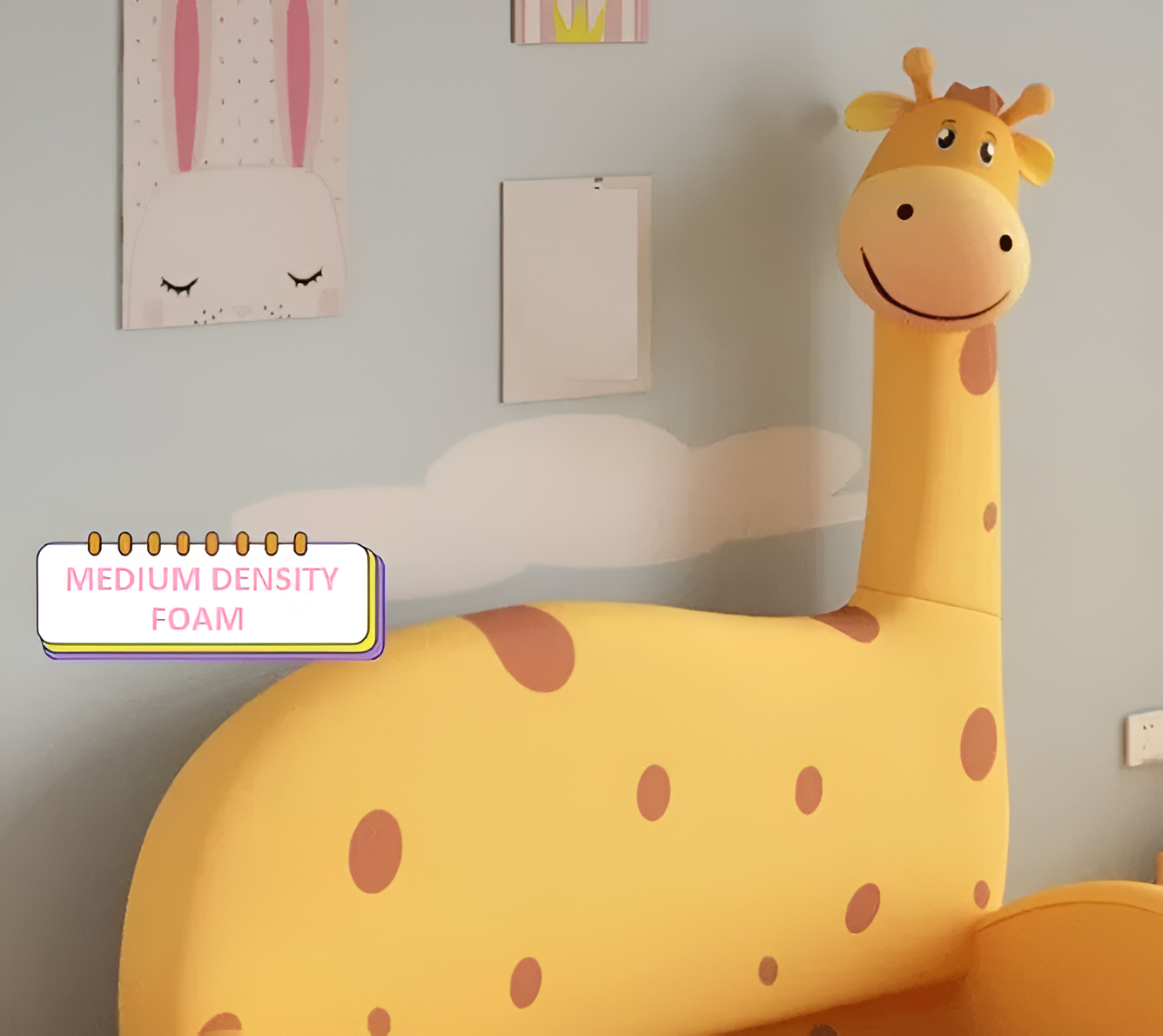 Giraffe Themed Velvet Leather Kids Bed / Ruchi