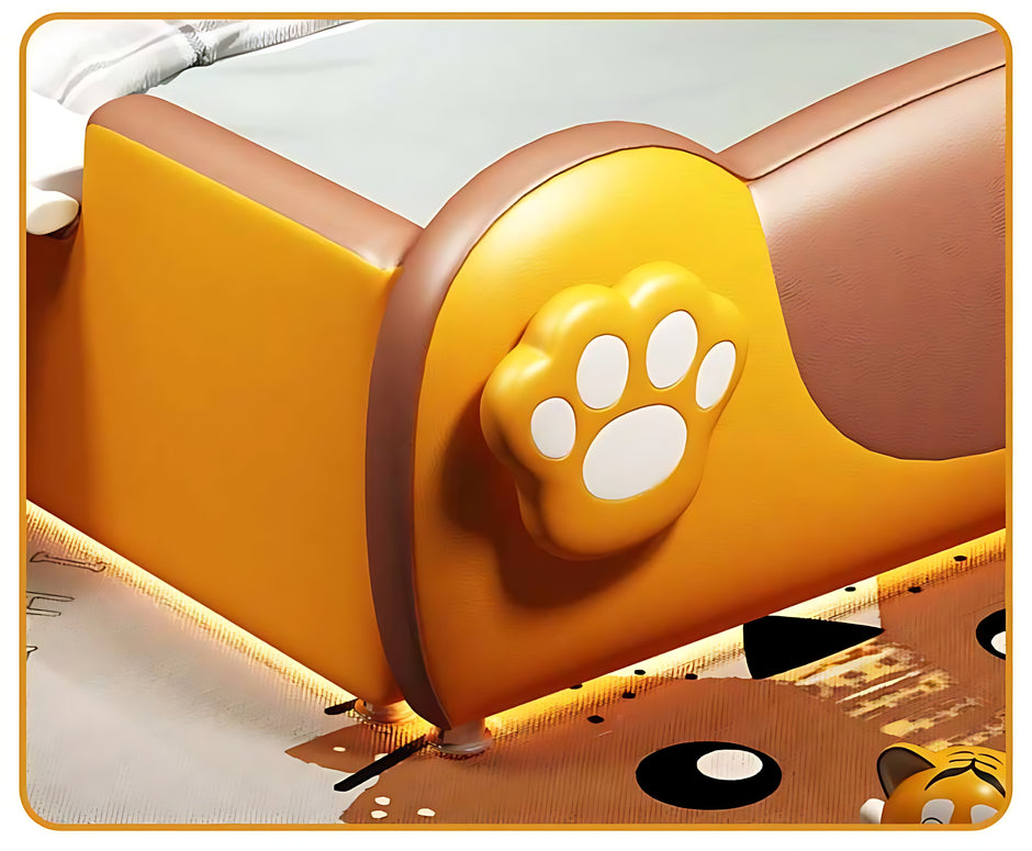 Tiger Design LED Leather Kids Bed / Ruchi