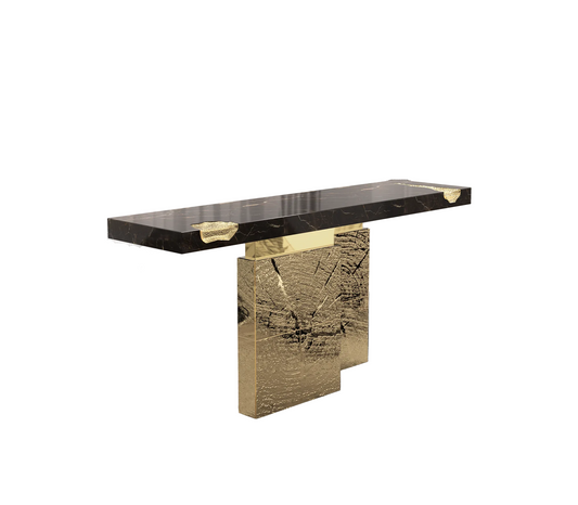 Modern Marble Looking Metal Accent Table / Ruchi