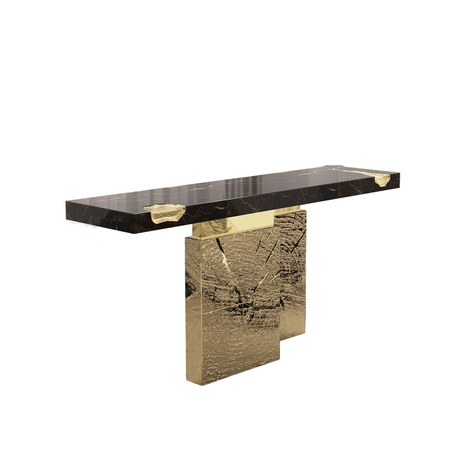 Modern Marble Looking Metal Accent Table / Ruchi