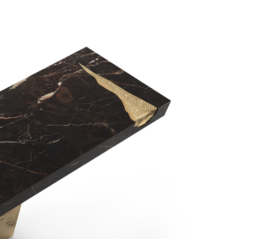 Modern Marble Looking Metal Accent Table