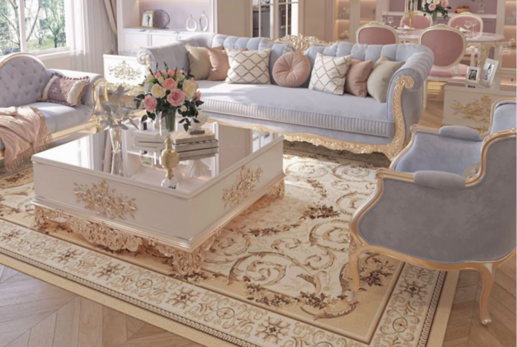 Europian Button-tuffted Fabric Sofa Set / Ruchi
