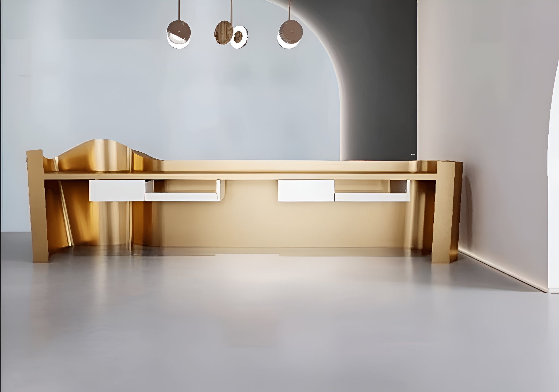 Golden Luxury Wooden Reception Desk / Ruchi