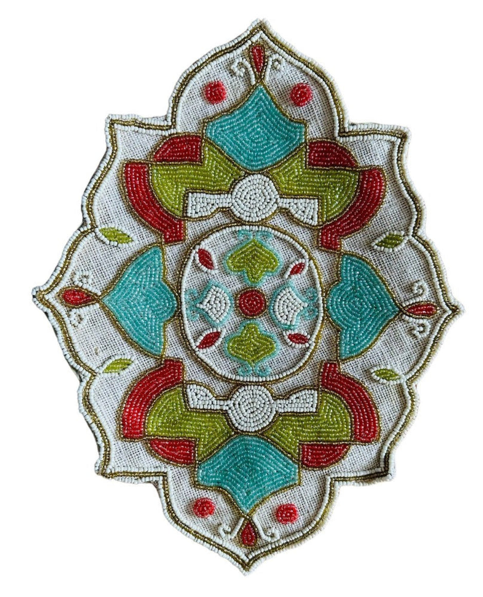 2 PCS Mandala Embroidered Beaded Placemat / Ruchi