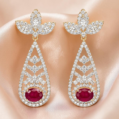 Chandelier Drop Design Cubic Zirconia Earrings / Ruchi