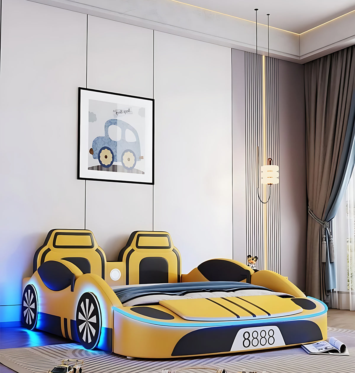 LED Leather Car Bed for Children / Ruchi
