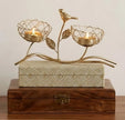 Golden Metal Bird And Branch Tealight Candle Holder / Ruchi