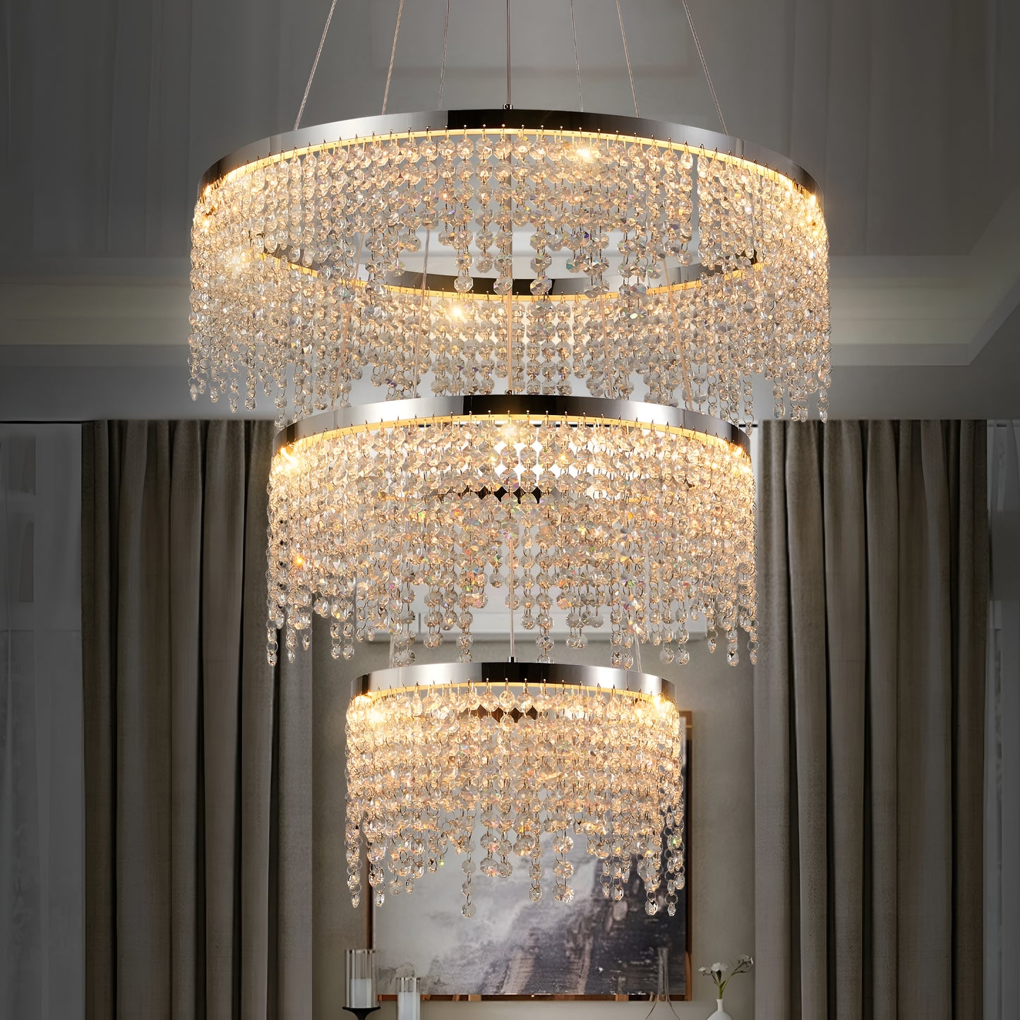 Modern LED Crystal Circular Chandelier / Ruchi 