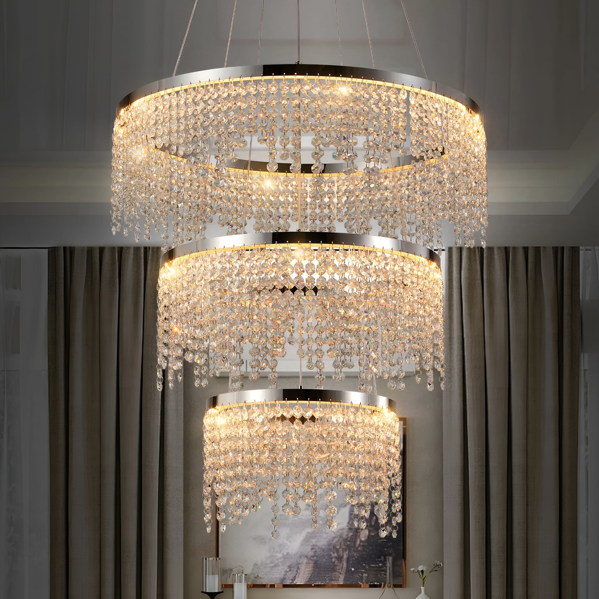 Modern LED Crystal Circular Chandelier / Ruchi 