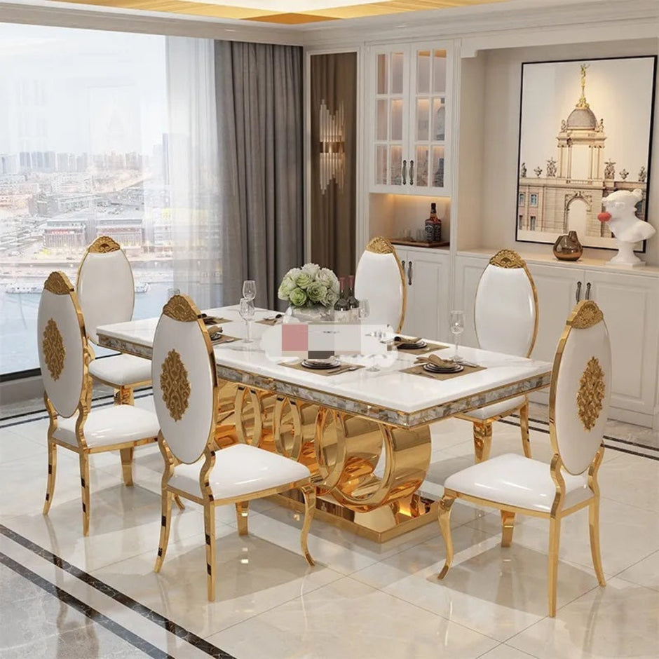 Marble Modern Rectangular Dining Table For 6 / Ruchi