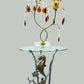 14" Classic Glass And Metal Candle Holder / Ruchi
