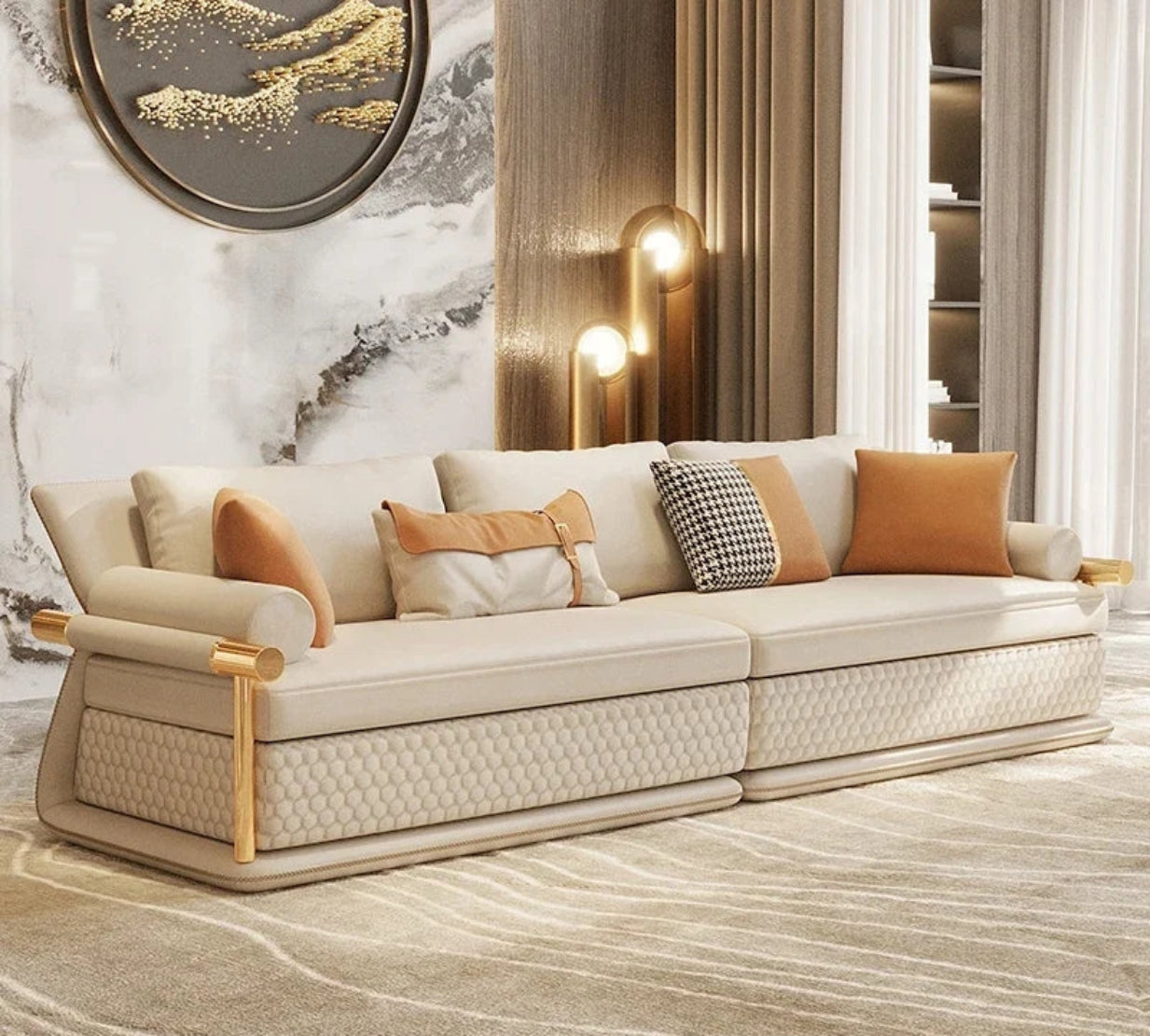 4-Piece Living Room Leather Sofa Set / Ruchi