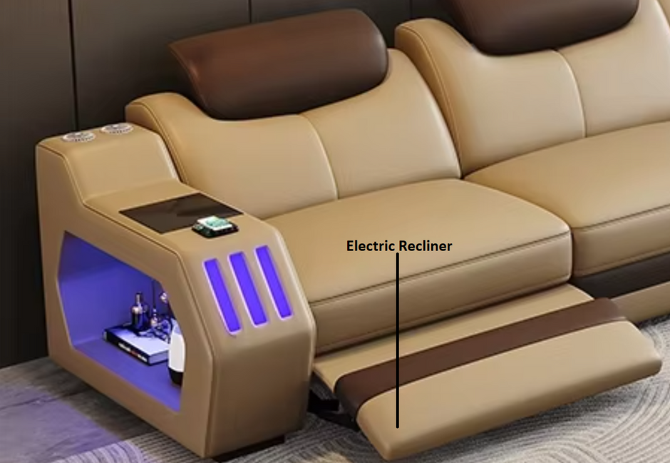 Power Recliner Leather LED Sofa Bed / Ruchi
