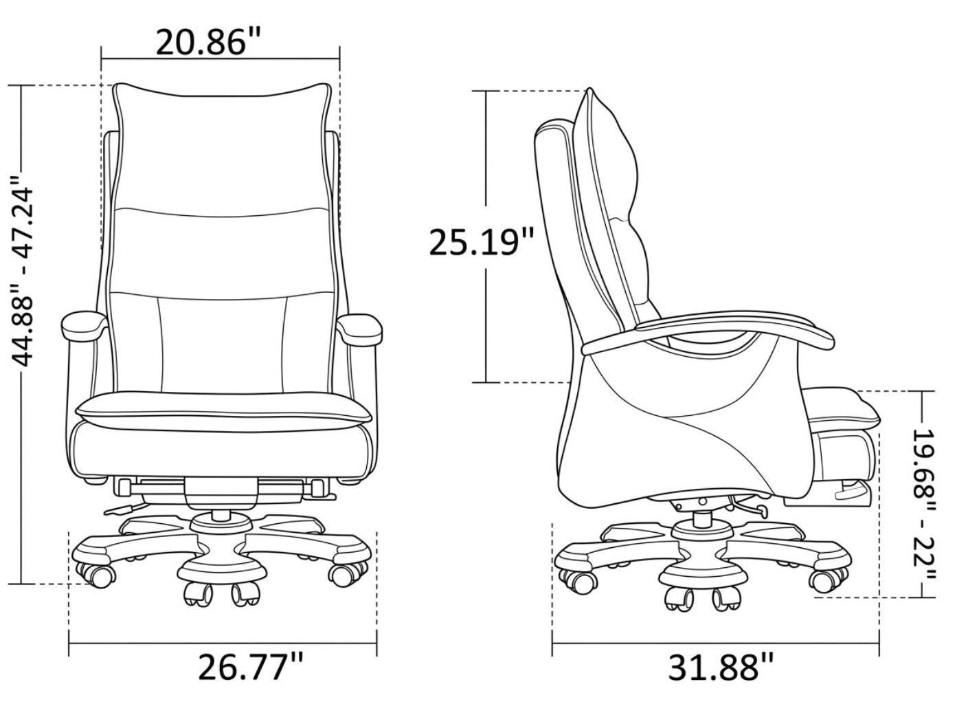 Modern Reclining Leather Office Chair With Footrest / Ruchi