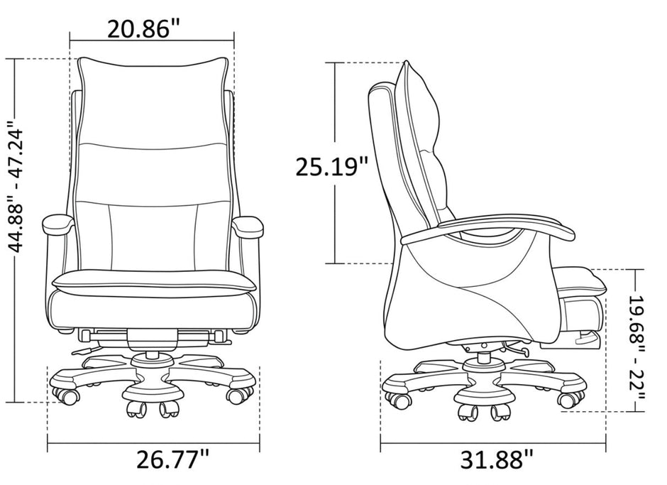 Modern Reclining Leather Office Chair With Footrest / Ruchi