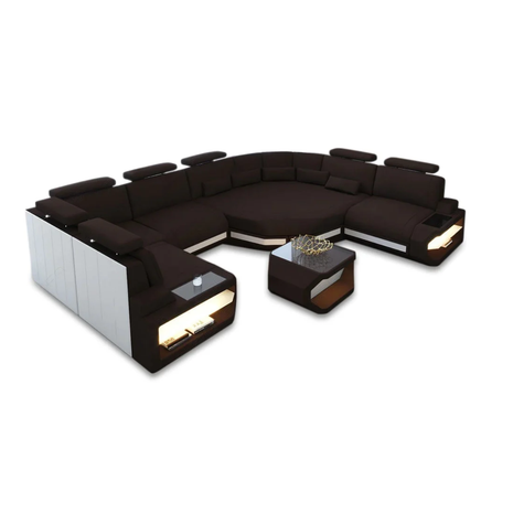 U-shaped LED Leather Sectional Sofa /Ruchi