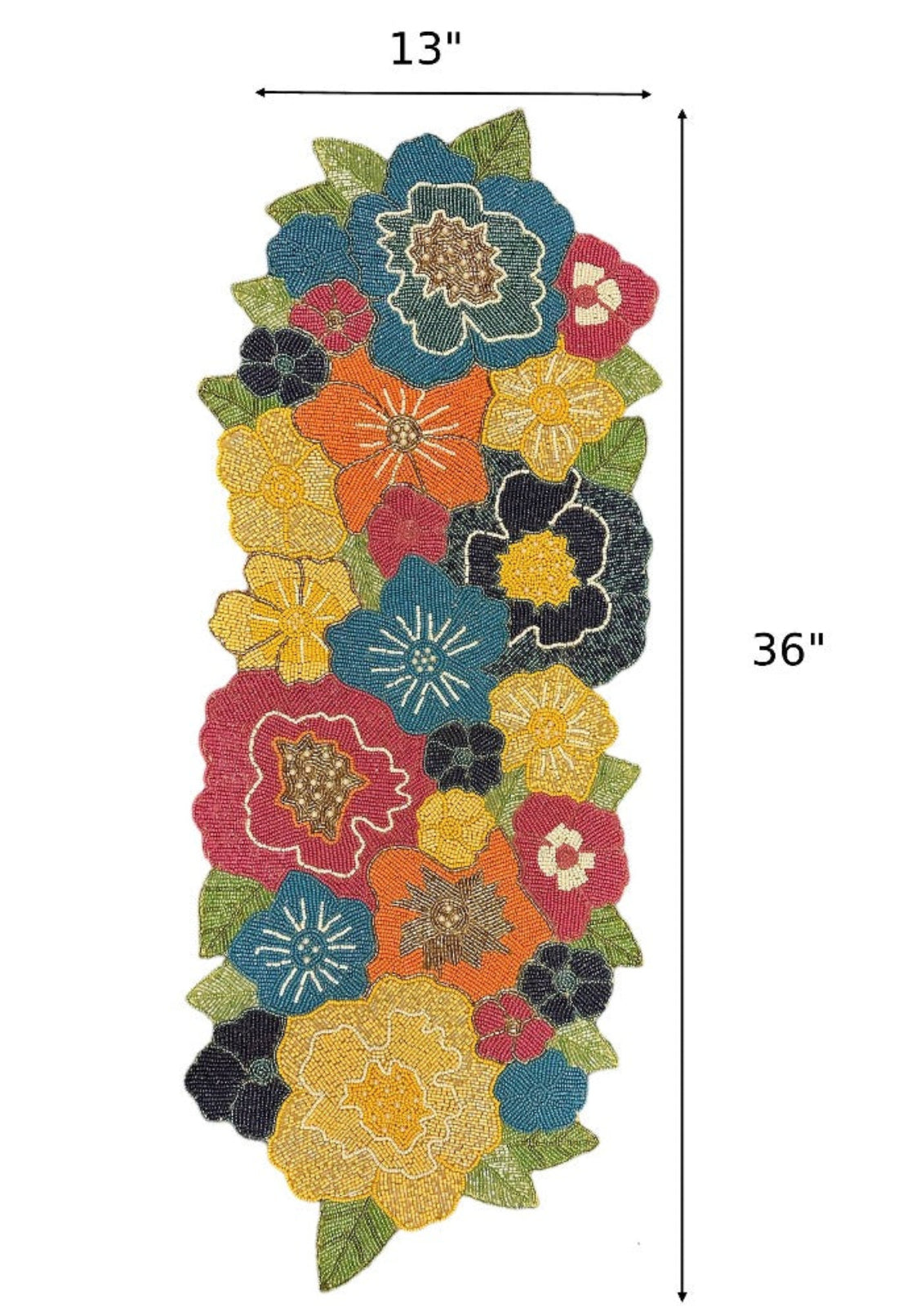 Multicolor Beaded Fabric Table Runner / Ruchi