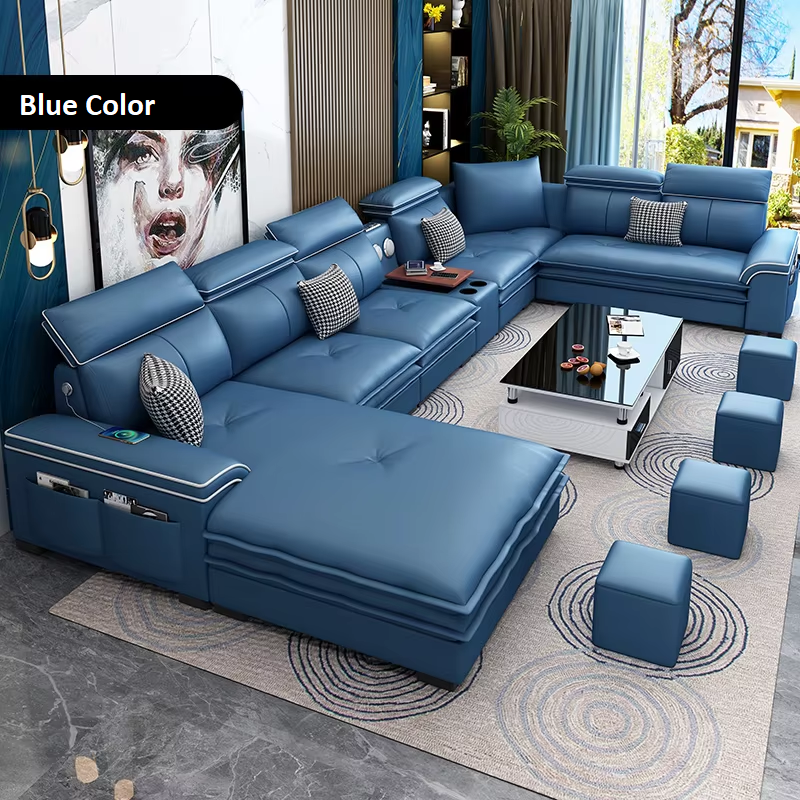 Relaxing U-Shaped Leather Sectional Sofa