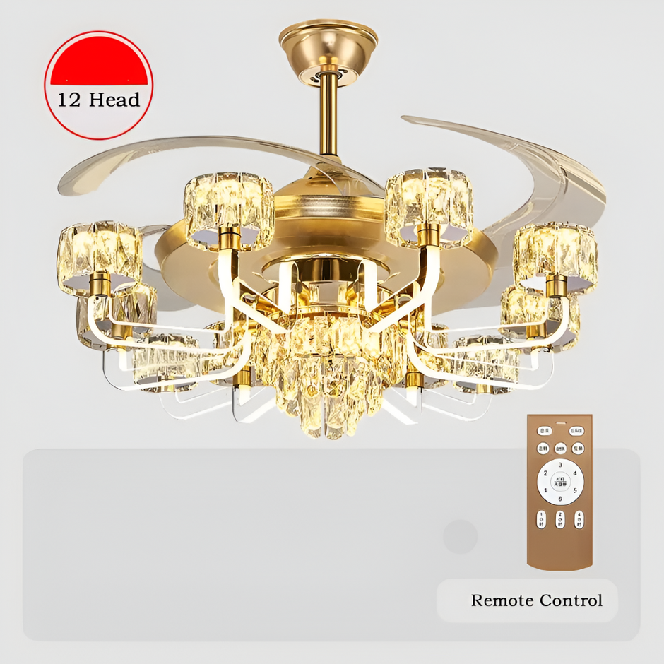 Remote Control LED Crystal Ceiling Fan Light