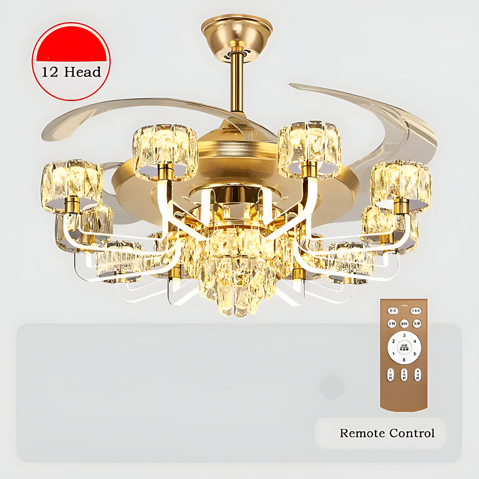 Remote Control LED Crystal Ceiling Fan Light / Ruchi
