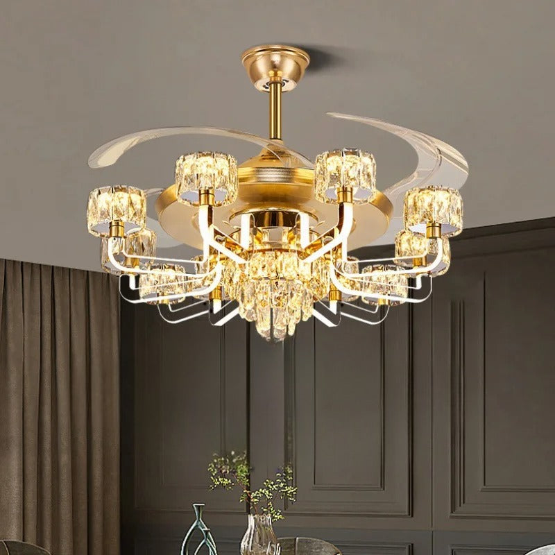 Remote Control LED Crystal Ceiling Fan Light / Ruchi