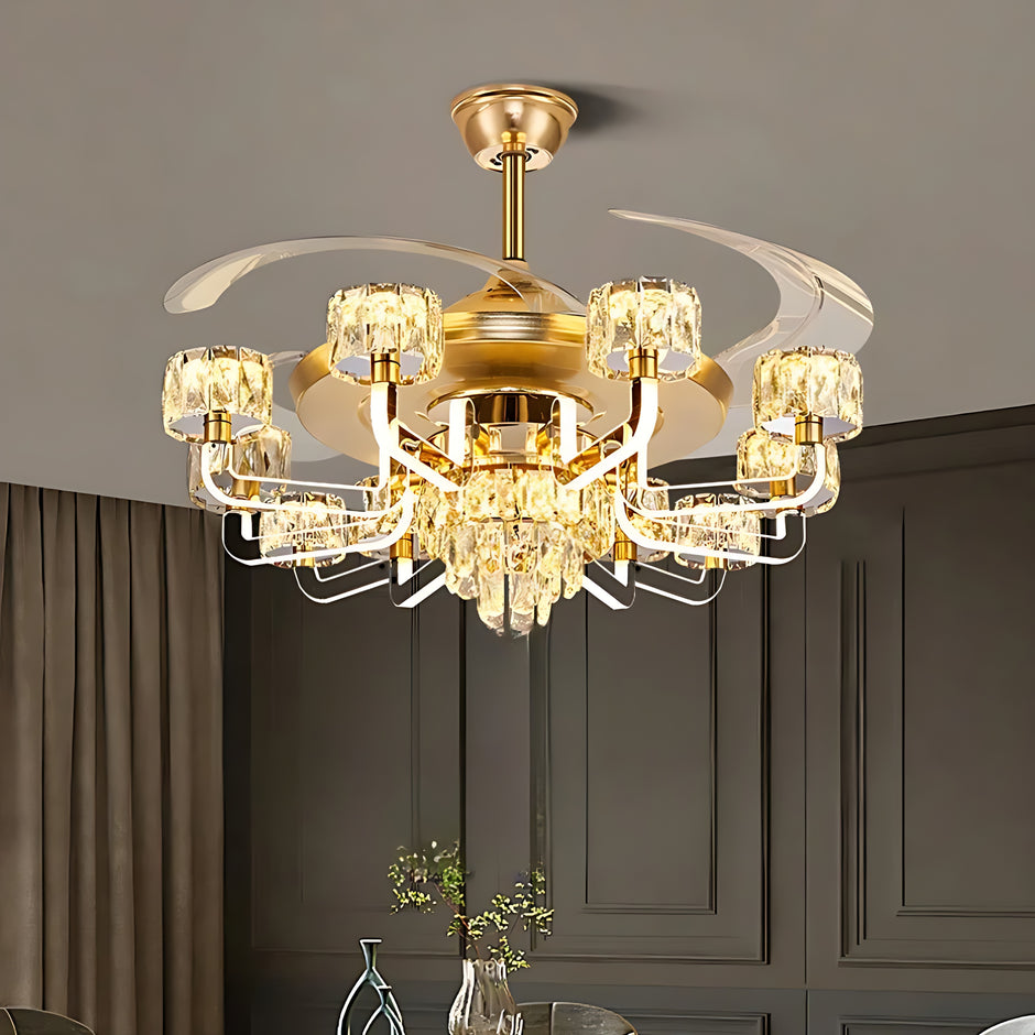 Remote Control LED Crystal Ceiling Fan Light / Ruchi