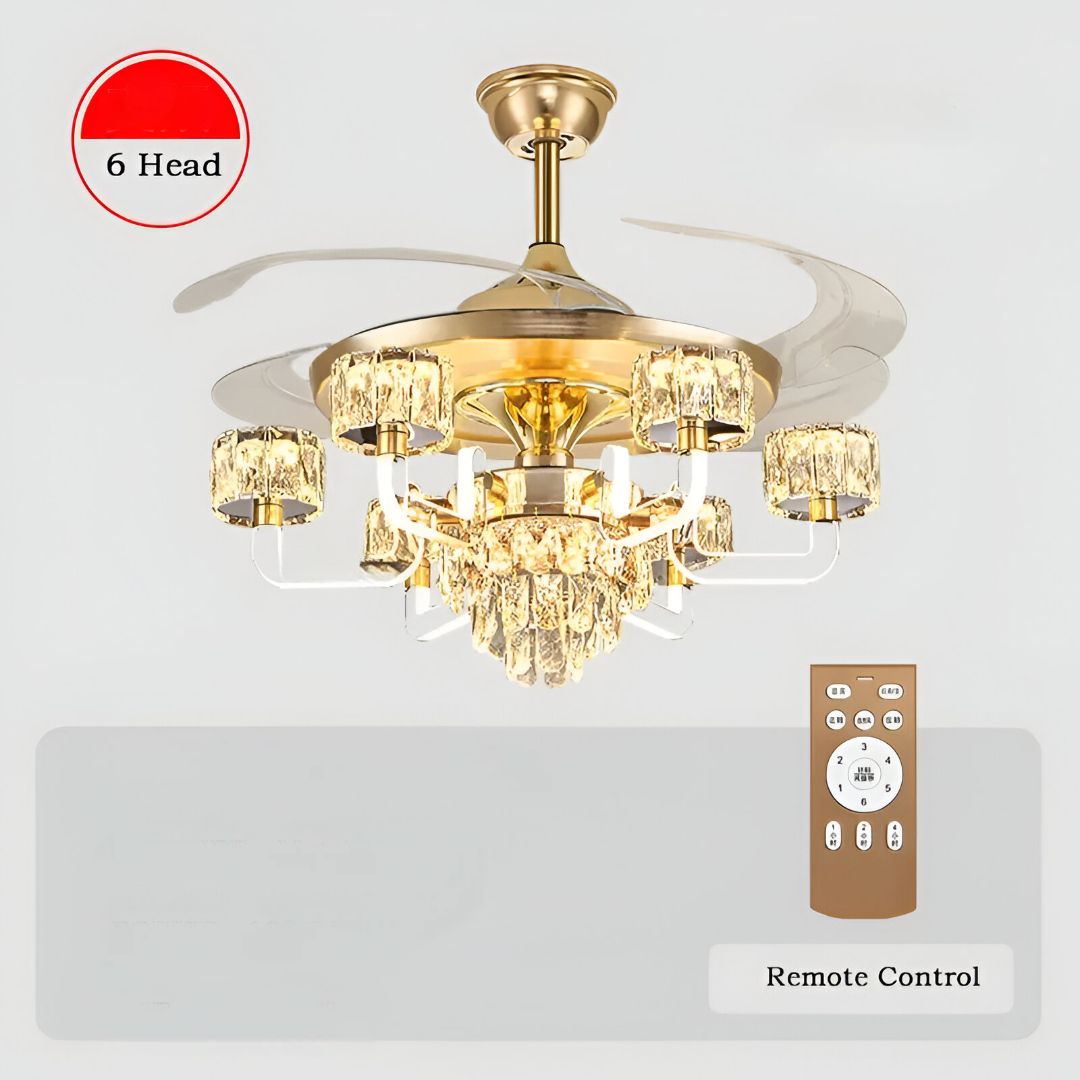 Remote Control LED Crystal Ceiling Fan Light