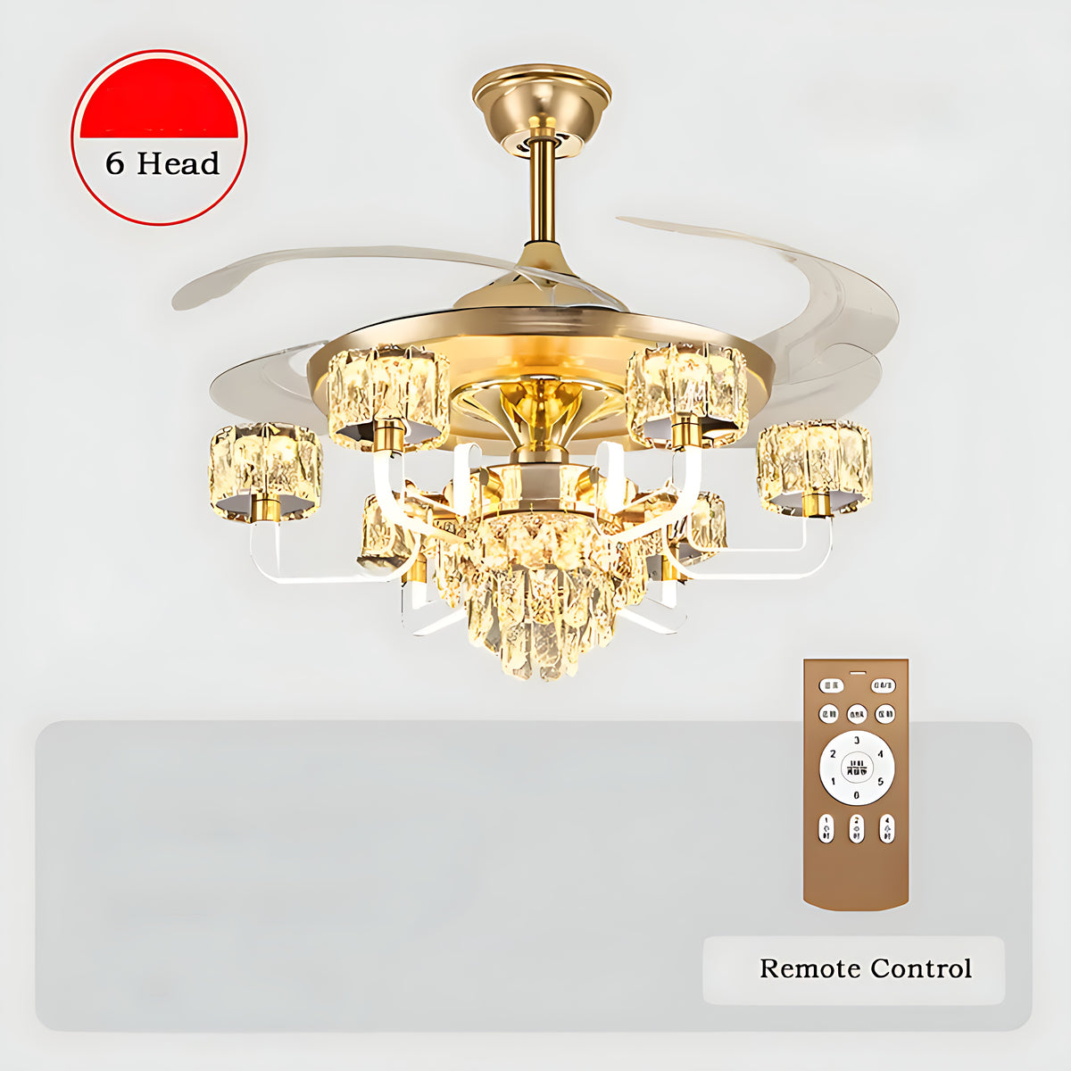 Remote Control LED Crystal Ceiling Fan Light / Ruchi