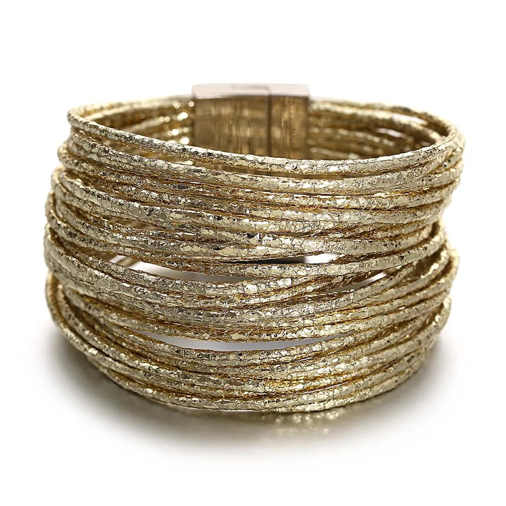 Charming Glittery Wrapped Leather Bracelet / Ruchi