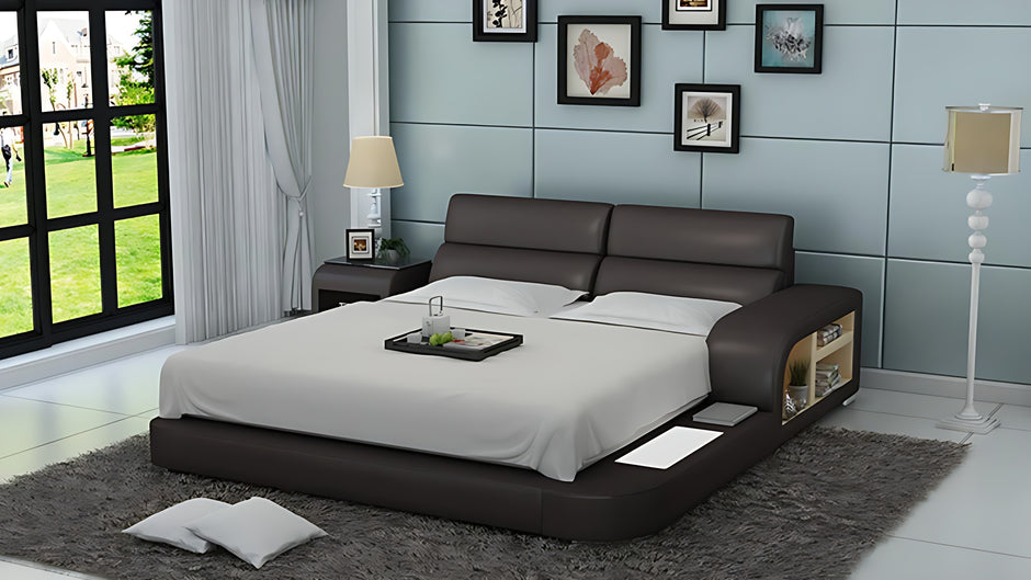 Modern LED Platform Leather Bed / Ruchi
