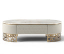 Modern Marble Coffee Table With Leather Upholstery / Ruchi