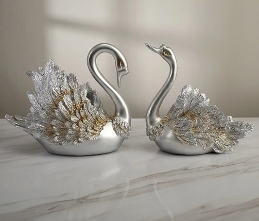 Modern Resin Swan Showpiece Set Of 2 / Ruchi