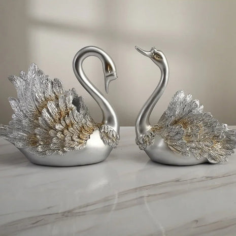 Modern Resin Swan Showpiece Set Of 2 / Ruchi