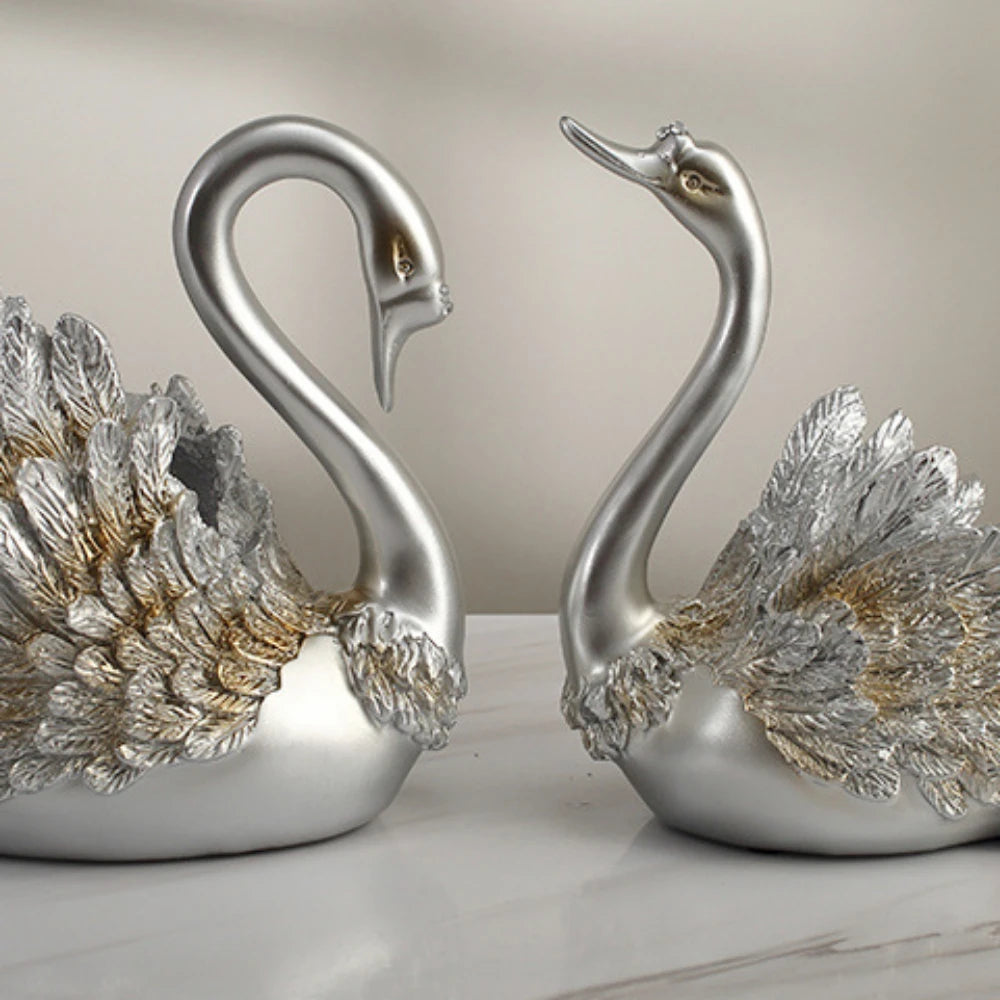 Modern Resin Swan Showpiece Set Of 2 / Ruchi