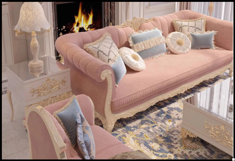 Europian Button-tuffted Fabric Sofa Set