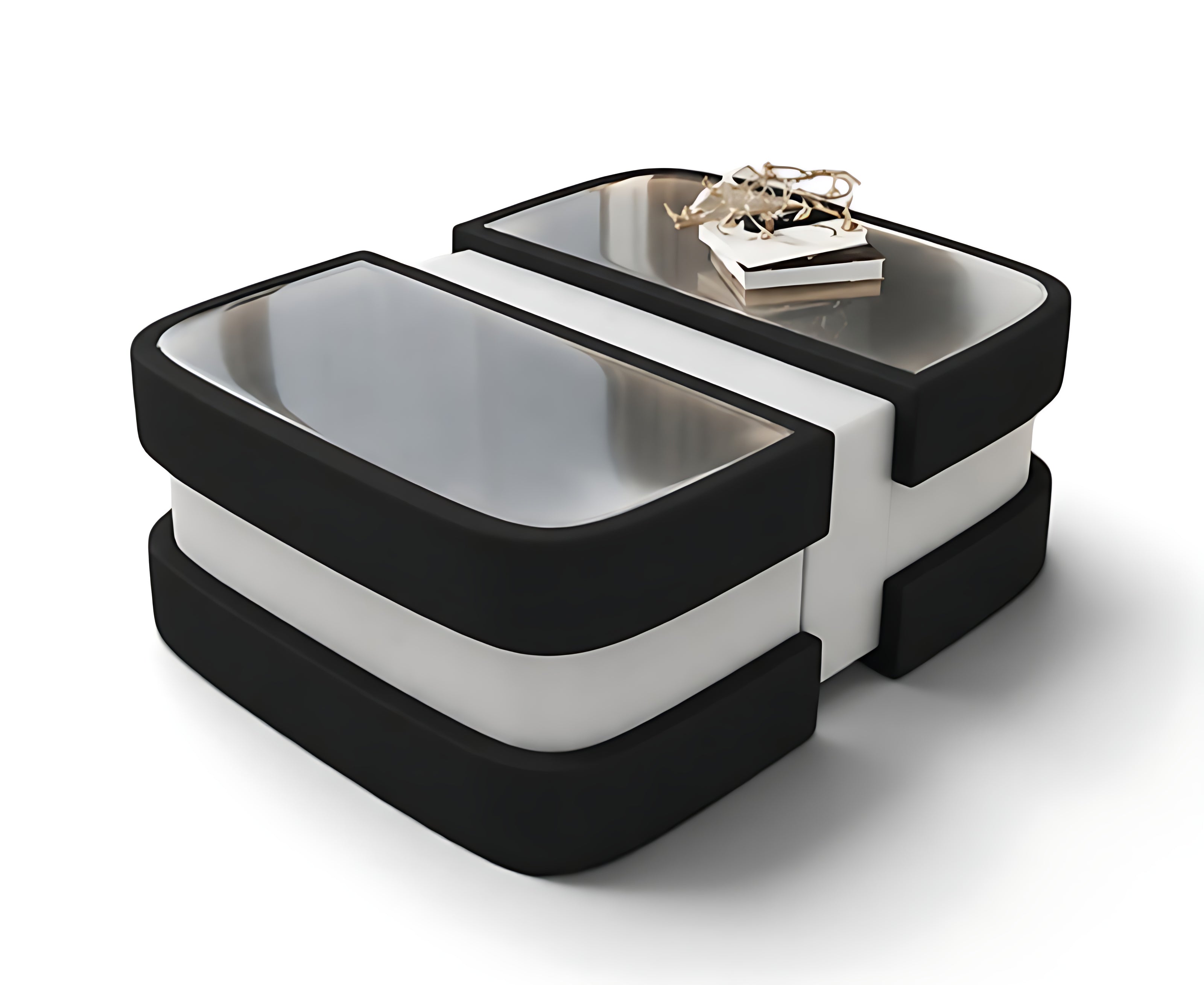 Extendable Glass Top Leather Coffee Table / Ruchi