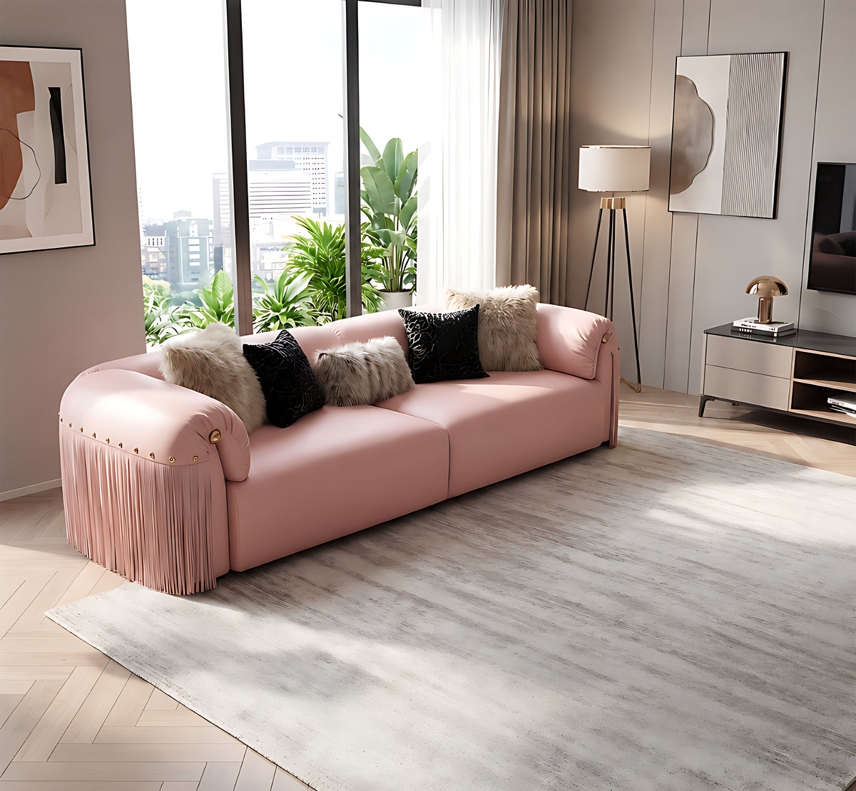 Italian Style Leather Sofa / Ruchi