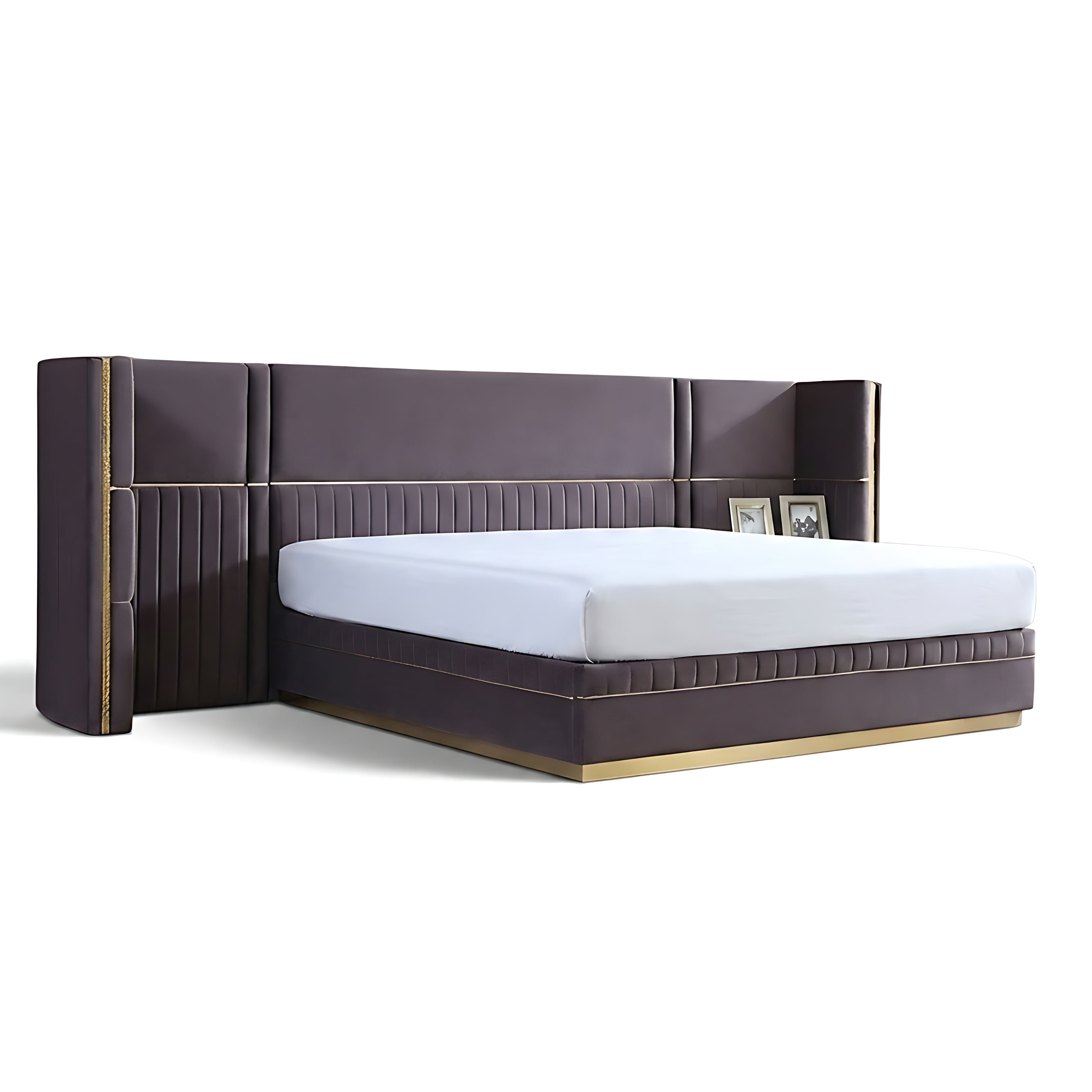 Luxurious U Shaped Headboard Velvet Upholstered Bed / Ruchi