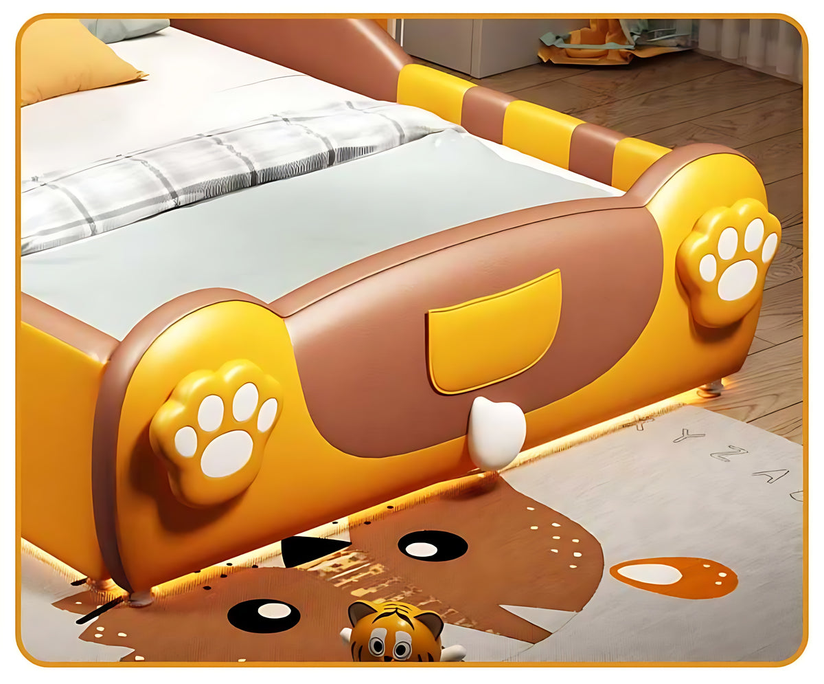 Tiger Design LED Leather Kids Bed / Ruchi