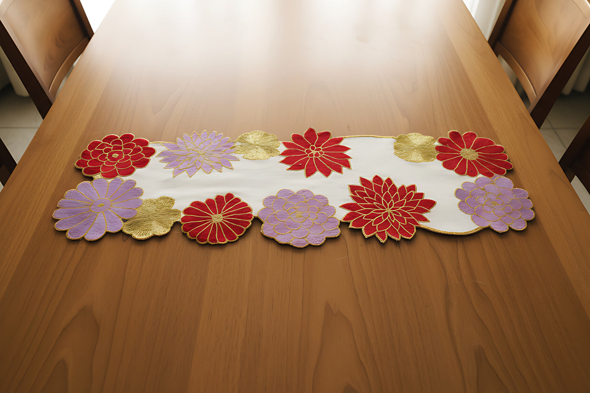 Affluent Floral Beaded Table Runner / Ruchi