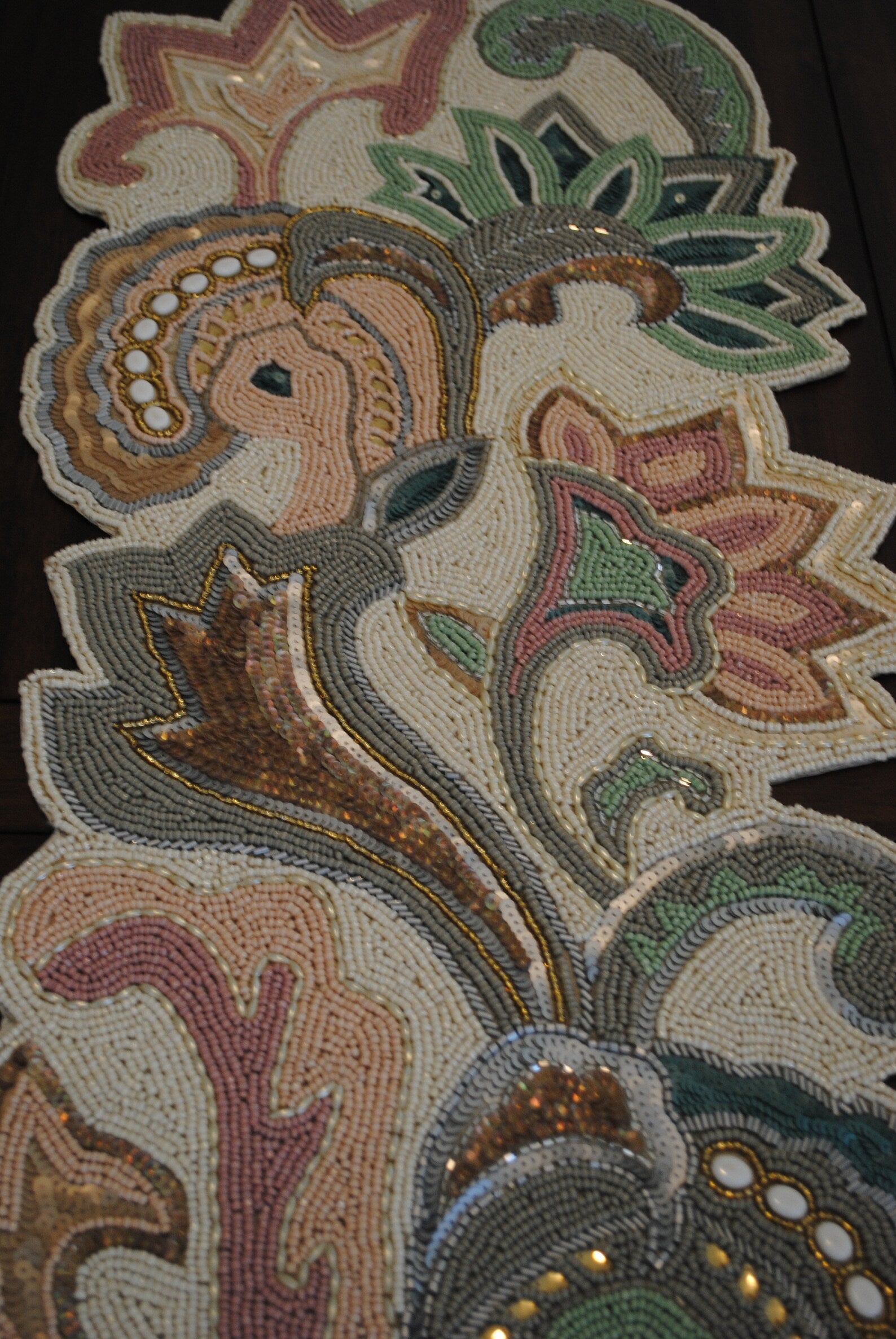 Artisan Paisley Beaded Table Runner