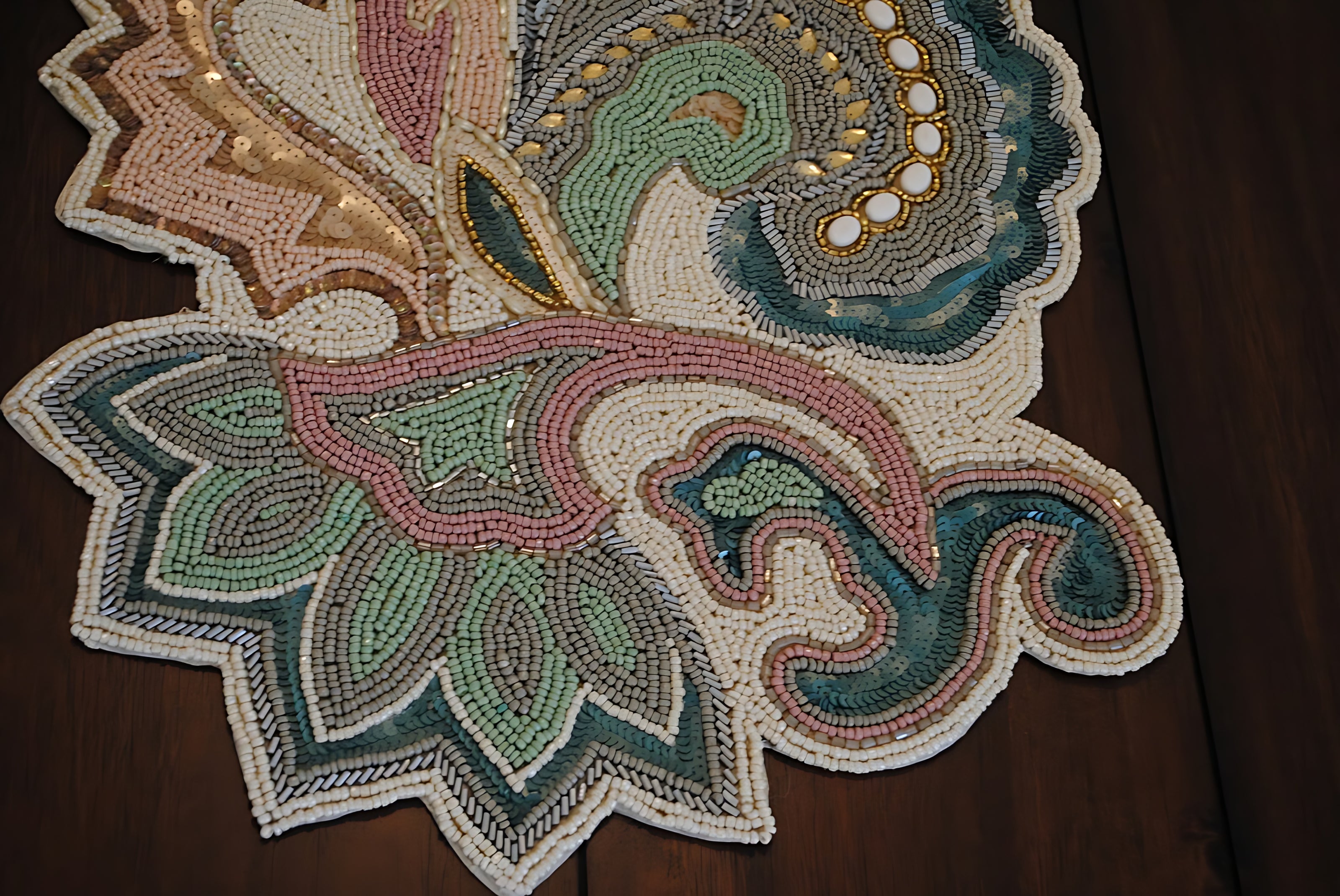 Artisan Paisley Beaded Table Runner