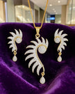 Gold-Plated Rhinestone Necklace and Earrings Set / Ruchi 