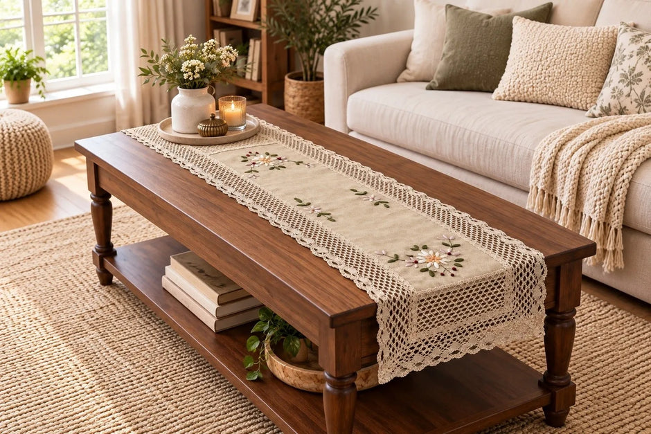 Vintage Embroidered Fabric Table Runner / Ruchi