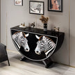 Painted Zebra Wooden Buffet Table With Storage / Ruchi