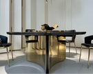 Shiny Wooden Top Round Dining Table Set / Ruchi